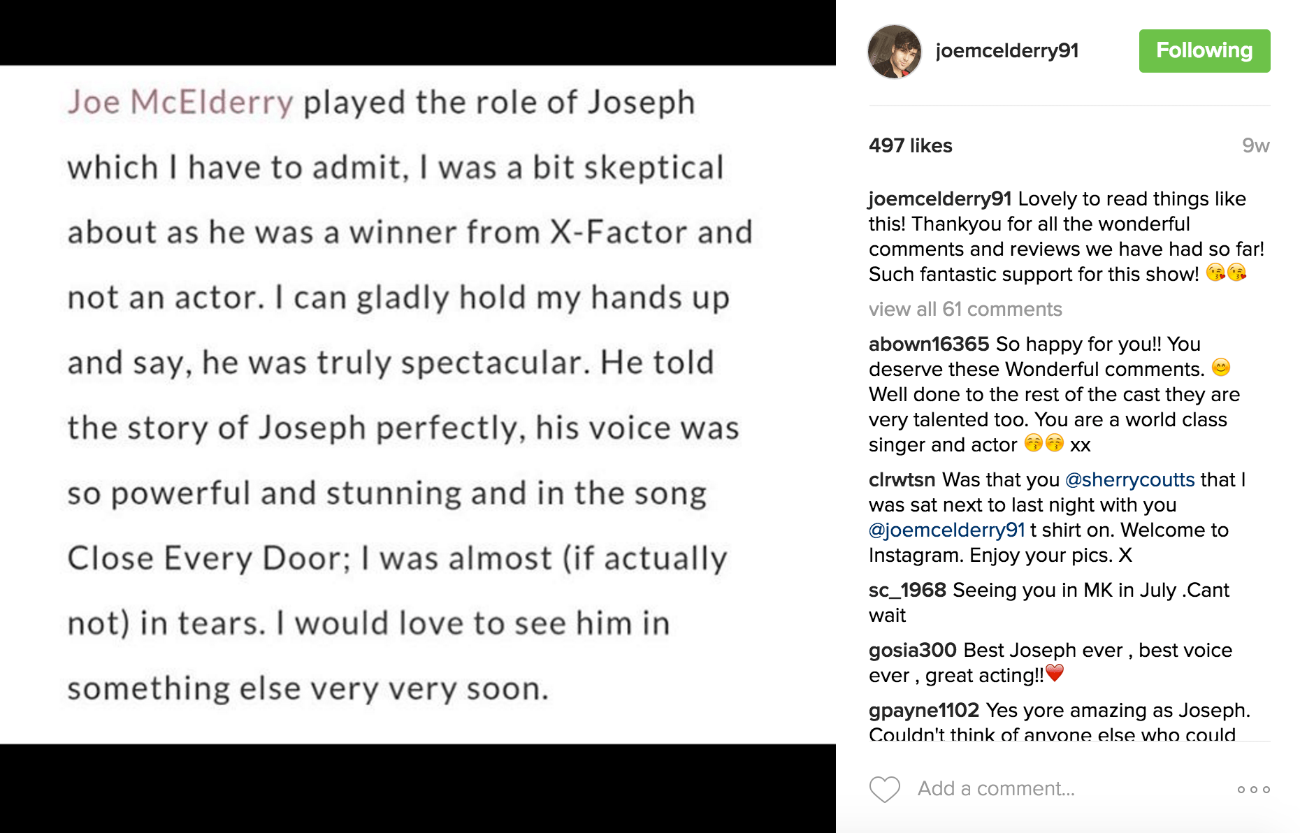 Joe McElderry as Joseph feature
